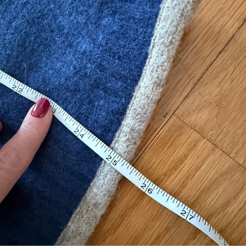 Handstrickerei Irmtraud Lanz Blue Wool Jacket Beige Trim Women’s L - Picture 12 of 16